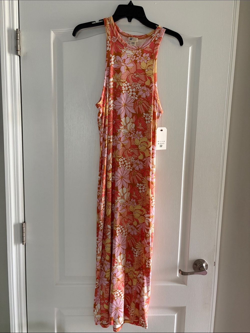 Billabong Floral Maxi Dress in Coral, Pink, Yellow